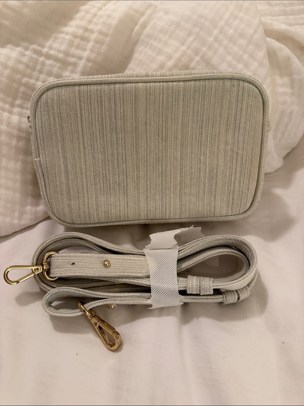 Stoney Clover Lane SCL Small Pouch Light Denim Crossbody Bag with Gold Hardware